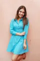 Scarlett Pleated Shirt Dress- Blue. 