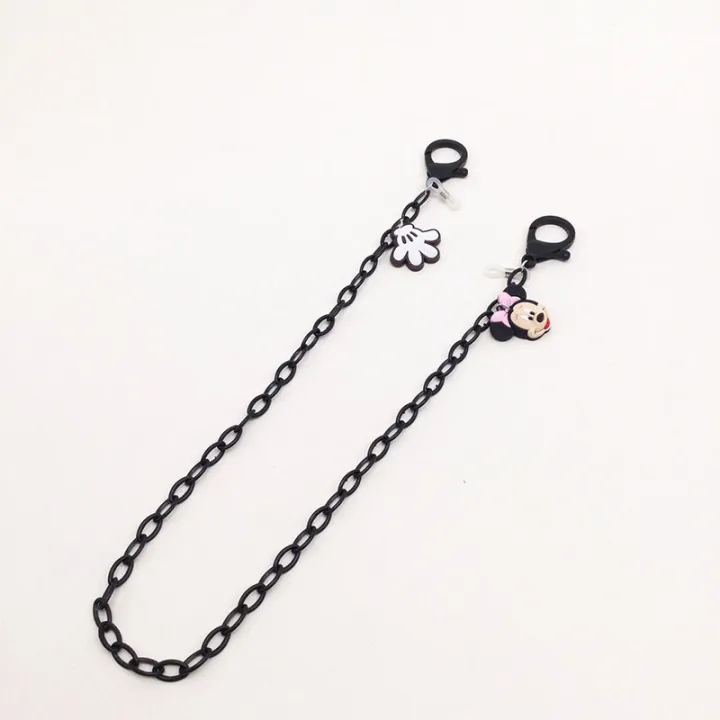 【WEJA】Chain Lanyard Glasses Cartoon Mouse Design Black Acrylic Material