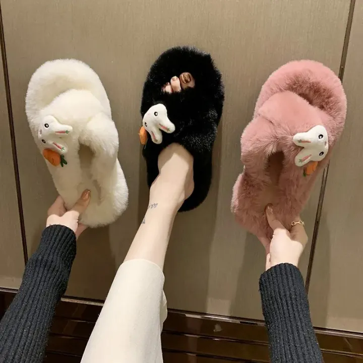 2024%20fall%20and%20winter%20new%20cute%20cartoon%20hair%20slippers%20warm%20flat%20at%20home%20wearing%20a%20word%20slippers%20women%E2%80%99s%20shoes%20-%20Image%203