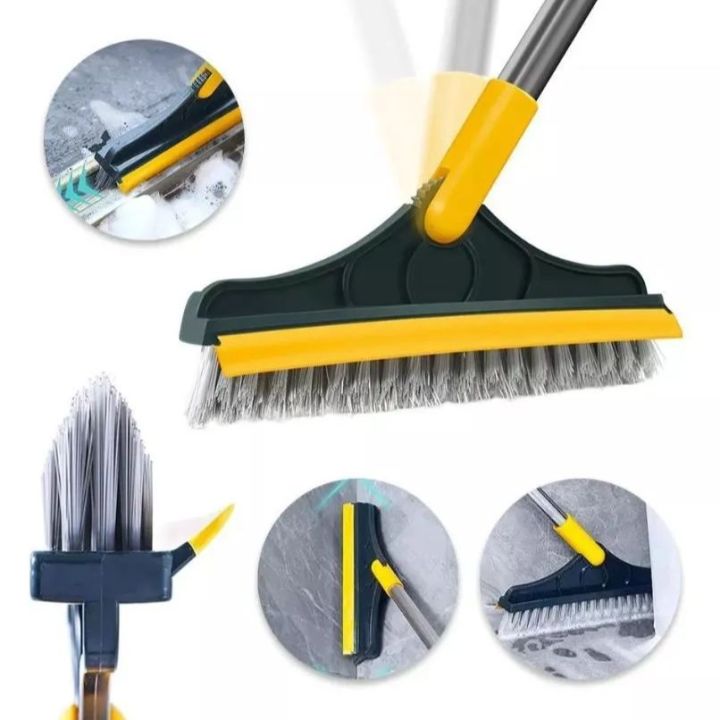 2 in 1 Brush and  Unique Design Go Deep Into the Dead Corner Gap Detachable Adjustment Versatile Floor Scrub Brush Floor Scrub Brush 2 In 1 Cleaning Brush Long Handle Removable Wiper Magic Broom Brush Squeegee Tile Kitchen Cleaning Tools​