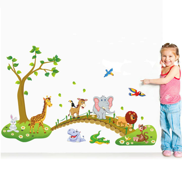 Cartoon%20Elephant%20Giraffe%20Animals%20Theme%20Wall%20Art%20Decal%20Sticker%20Decoration%20for%20Living%20Room%20Nursery%20Baby%20Girl%20Boy%20Kid%20Children's%20Room%20Bedroom%20Decoration%20-%20Image%203