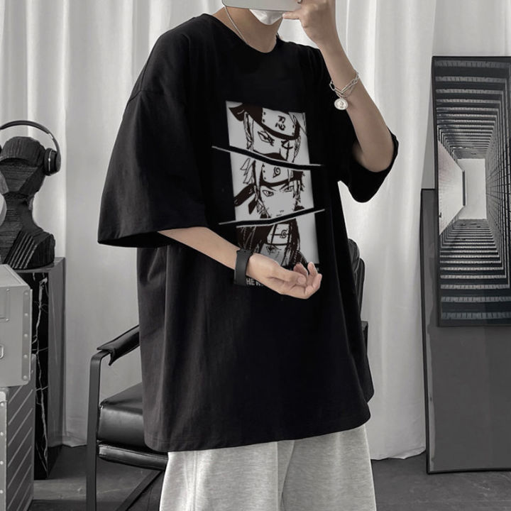 Naruto Clothes Short Sleeve MaleTT-shirt Anime Print Two-Dimensional Casual All-Match Loose-Fitting plus Size Half-Length Sleeves Top