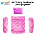 4 Pieces Polyester Baby Bedding Set / 100% Polyester Baby Bedding Set 4Pc Feels Like Mother's Lap/ New Born Baby Super Soft 4 Pcs Bedding Set/ New Born Baby Bedding Set with Cushion and Pillow/ Cotton New Born Baby Bedding with 3 Pillow Set. 