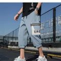 Cropped Pants Men's Summer ThininsTrendy Teen All-Matching and Handsome Workwear Shorts Versatile Casual Breeches. 