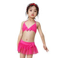 Yfashion 2 Pieces Girls Cotton Split Swimsuit Multi-color Sweet Cute Bikini Swimwear For 0-2 Years Old Kids. 