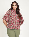 Spring & Summer Printed Blouse with Flared Sleeves. 