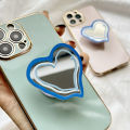 MiniCase For Samsung Galaxy A03s Shining 6D gold-plated three-dimensional love heart type makeup mirror blue brush stroke airbag station mobile phone back cover square cover girls and boys gift soft hard waterproof anti-fall protective case. 
