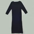Black Color Plain Floral Long Dress Women Girl Frock Gown Ladies With Long Sleeves. 