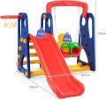 Kids 4 in 1 with Basketball Swing Portic Climbing Slide Play Area for Indoor and Outdoor, Suitable for Children 3-8 Years |ikitchz. 