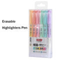6 Pcs Erasable Highlighter Pen Set - Highlighter Marker Pen - Pastel Study Supplies - School Office Stationary - Student Art - Double Headed. 
