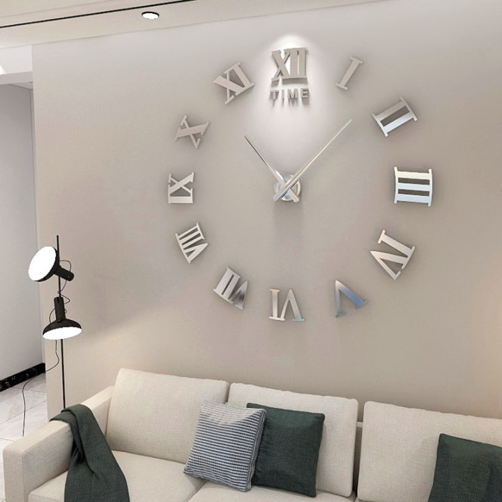 Roman Numeral Wall Clocks 3d Diy Mirror Wall Clock Sticker Quartz Clocks Watch Home Decoration Reloj De Pared