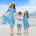 Seaside Mother-Daughter Matching Outfit Summer Travel Parent-Child Outfit a Family of Three Four Beach Mother-Daughter Dress Vacation Father-Child Suit. 