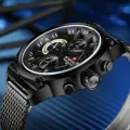 NAVIFORCE9068 trend men's watch sports fashion three braided belt quartz watch (black). 
