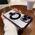 HOCE Plating Magnetic Ring Bracket Phone Cases For iPhone 15 14 13 12 11 Pro Max X XR XS Max 8 7 Plus MagSafe Case Camera Lens Film Protection Holder Stand Soft TPU Clear Back Cover. 