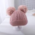 I Love Dad Double Pompom Baby Hat Twist Crochet Warm Kids Beanie Cap Solid Autumn Winter Children Bonnet Hat Kids Accessories. 