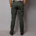 Stripes & Checks Olive Green Chinos - Slim Fit. 