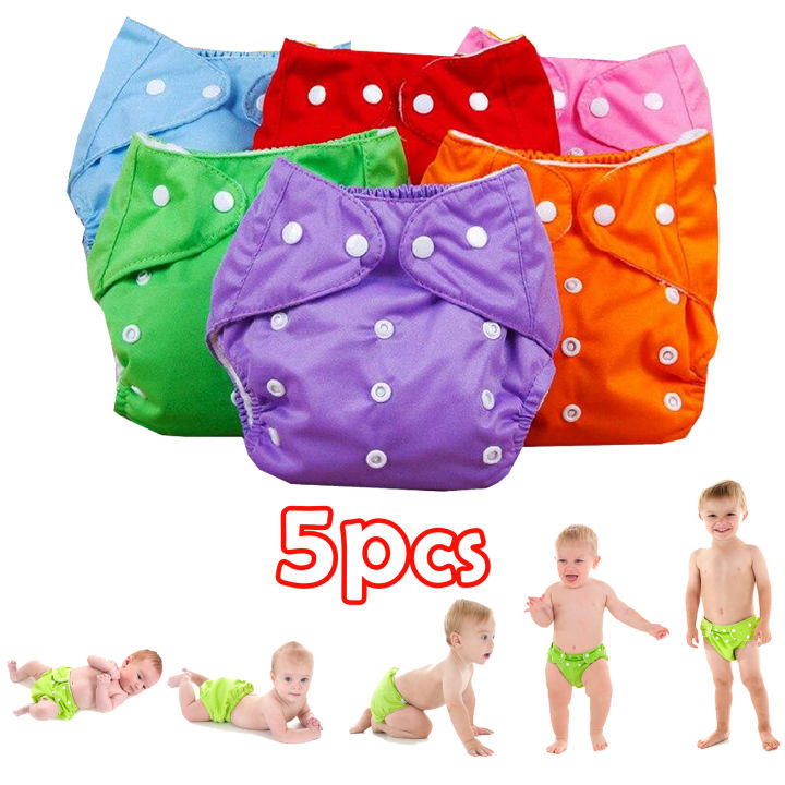 (5pcs) Washable Diaper / Diaper / Cotton / Pampers / baby / Reusable / Baby Clothes / Clothe Diaper / Kids World
