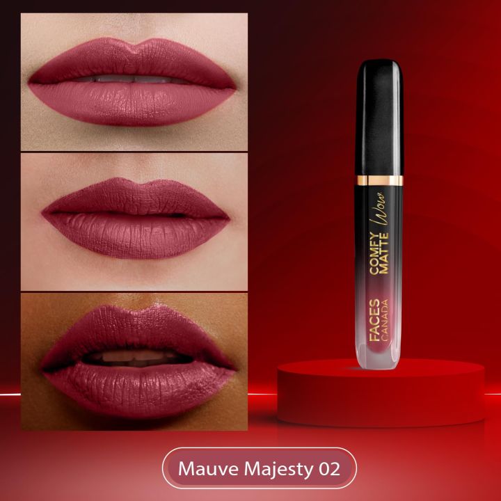 FACESCANADA%20Comfy%20Matte%20Wow%20Liquid%20Lipstick%20Mauve%20Majesty%2002%203.8ml%20%7C%20One%20Swipe%20Application%20%7C%20Highly%20Pigmented%20%7C%20Comfortable%20Wear%20%7C%20Glides%20Smoothly%20%7C%20Long%20Lasting%20%7C%20Transferproof%20(FROM%20INDIA)%20-%20Image%202