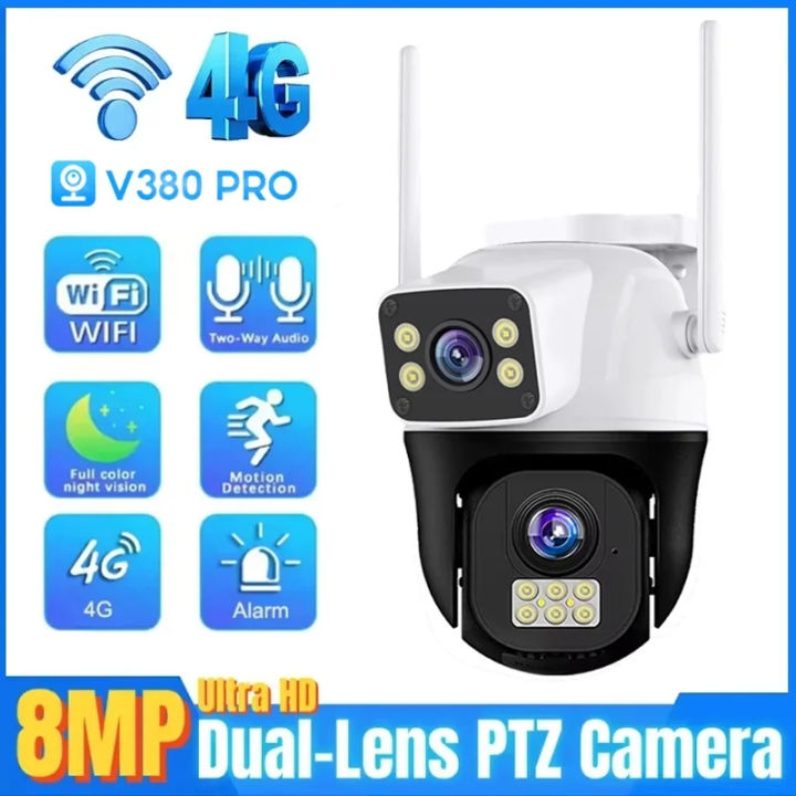 ITECH 4K 8MP BEST Quality 4G SIM Camera Dual Lens Outdoor Waterproof 360°  Video Surveillance CCTV Security Protection PTZ Cameras