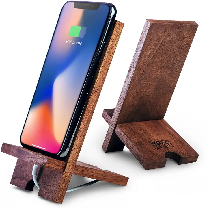 Wooden Cell Phone Stand - Walnut Phone Holder for Desk - Buy iPhone Holder: Eco-Friendly, Handmade Epoxy Stand for iPhone - Phone Tablet Stand for Gift: Birthday, Christmas, Housewarming