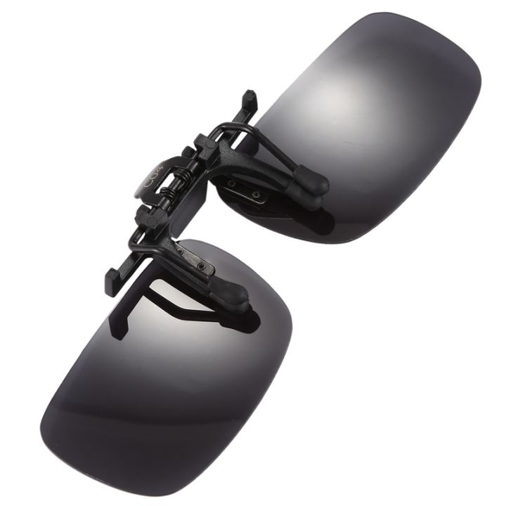 Polarized%20Rimless%20Rectangle%20Gray%20Lens%20Flip%20Up%20Clip%20on%20Sunglasses%20Eyeglass%20-%20Image%206