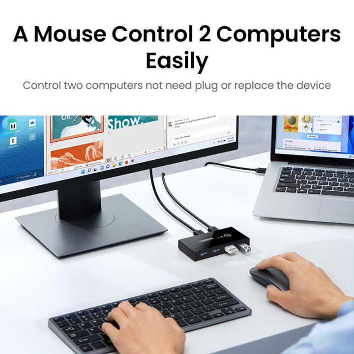 UGREEN%20USB%203.0%20Sharing%20Switch%20Selector%204%20Port%202%20Computers%20Peripheral%20Switcher%20Adapter%20Hub%20for%20PC,%20Printer,%20Scanner,%20Mouse,%20Keyboard%20with%20One%20Button%20Swapping%20and%202%20Pack%20USB%20Male%20Cable%20-%20Image%209