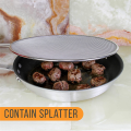 13Inch Stainless Steel Fine Mesh Splatter Screen with Resting Feet Kitchen Oil Spill Prevention Net Cover. 