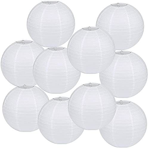 Silk Cloth Lanterns, 10"-14" Size, Pure White, Vesak Decoration