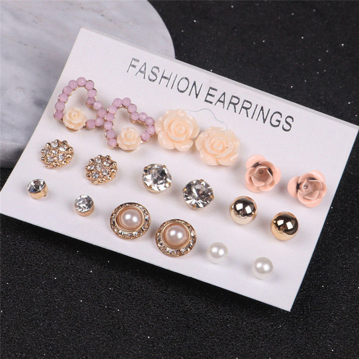 9%20Pairs/Set%20Studs%20Earrings%20Set%20for%20Women%20Rose%20Flowers%20Heart%20Pearl%20Earrings%20Rhinestone%20Crystal%20Stud%20Earring%20Jewelry%20Gift%20-%20Image%203