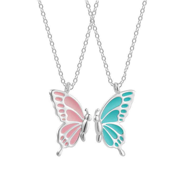 Colorful Necklace Delicate 2 pcs/Set Alloy Pendant Butterfly necklace for Daily wear Friendship gift Couples gift Party accessory Fashion statement Gift Fashion Party Friendship token