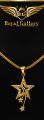 Gold-Plated White Fixed Stone Shooting Star Pendant Necklace for Girls. 