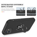 【ThinkWay】Double Layer Hard Strap 360 Degree Ring Bracket Silicone Bumper Shockproof Shell Magnetic Car Mount Cover For iphone12 Pro (fine hole) & iphone12 Pro Max (fine hole). 