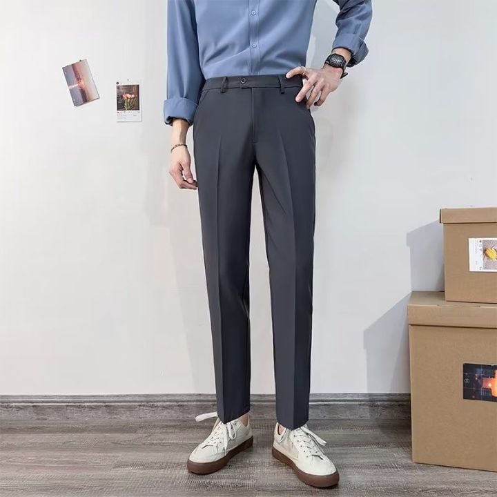 Spring%20Summer%20Non-Iron%20Draping%20Small%20Suit%20Pants%20Male%20White%20Collar%20Business%209%20Suit%20Pants%20Men's%20Office%20Worker%20Slim%20Suit%20-%20Image%204