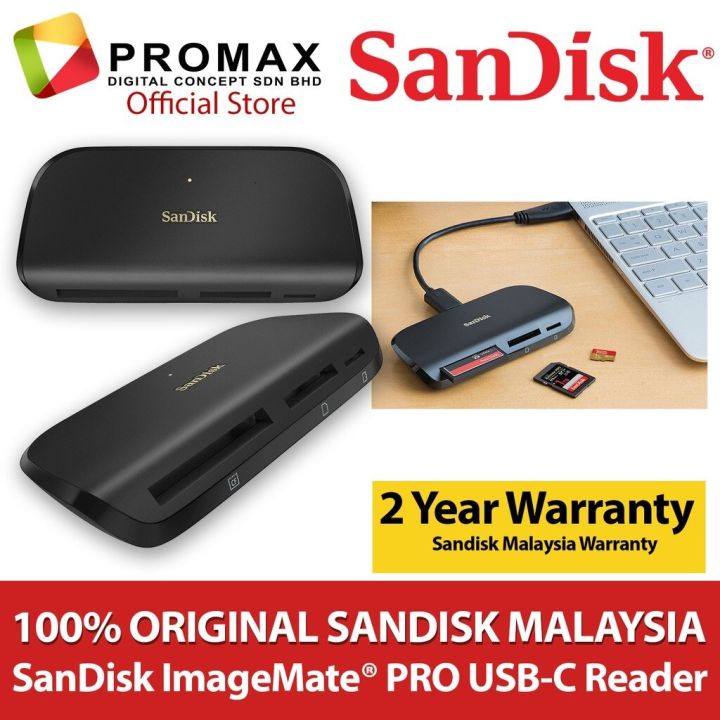 SanDisk ImageMate Pro USB-C / Type-C Multi Card SD / Micro SD / Compact Flash Memory Card Reader / Writer For Windows Mac