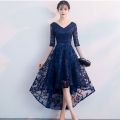 Banquet Evening Dress 2024 New Spring and Summer Korean Style Short Front and Long Back Fairy Dress Bridesmaid Dress Women's Slimming. 