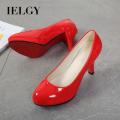 IELGY Sepatu High Heels Stiletto Round Toe Warna Hitam untuk Wanita. 