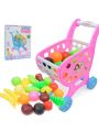 Toy Shopping Cart for Kids and Toddler - Includes Food. 