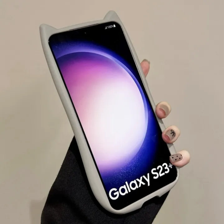 Korean%20Cute%20Candy%20Color%203D%20Cat%20Ears%20Transparent%20Case%20Samsung%20Galaxy%20S25%20S24%20S23%20Ulra%20Plus%20Kawaii%20Shockproof%20Soft%20Border%20Cover%20-%20Image%204