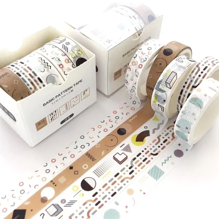 pcs/pack%20Striped/Grid/Flowers%20Basic%20Solid%20Color%20paper%20Washi%20Tape%20Set%20Tape%20Scrapbooking%20Label%20Masking%20-%20Image%202