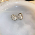 Silver Needle Irregular Baroque Pearl Stud Earrings French Temperament Entry High-Grade Earrings Niche Vintage Earrings Women. 