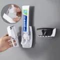 Toothbrush Toothpaste Stand Holder Bathroom Storage Organizer Automatic Toothpaste Dispenser With Toothbrush Holder Squeezer Kit Automatic Toothpaste Dispenser Wall Mount Toothbrush Holder 5 Toothbrush Slot With Dustproof Cover. 