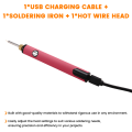 510 Thread Battery Cart Pen Electric Soldering Iron Welding Kit Adjustable Voltage Smart Tool with Hot Thread Head Pink. 