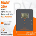 PowMr MPPT Solar Charger Controller 20A 12V 24V Solar Panel Regulator 60V PV INPUT LCD Display Various Load Control Mode. 
