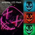 LED Glowing Mask for Halloween, Party Light Up Masks, Glow in Dark, Scary Masquerade Masks, Festival Purge Light Mask. 