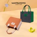 MATEYOYO Felt Bag Color Blocked Felt Tote Bag Felt Bag Thickened High-Capacity Shopping Handbag Daily Commuting Bakery Coffee Shop Shoulder Bag Simple And Fashionable Office Handbag. 