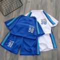 Yfashion 2pcs Boys Short Sleeves T-shirt Set Casual Quick-drying Tops Shorts Sportswear Training Suit For 4-10 Years Old Kids. 