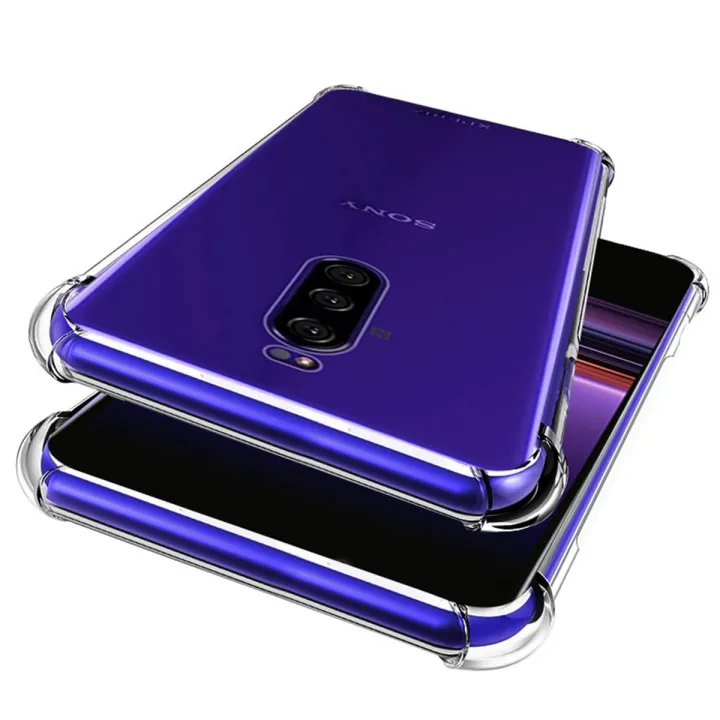 For Sony Xperia 1 Transparent Soft Gel TPU Reinforced Corners Cushion Bumper Shockproof Drop Protection Case Cover