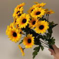 Yellow Artificial Sunflower Bouquet Silk Diy Vase Accessories Realistic Vibrant Silk Flowers for Wedding Decoration Outdoor Picnic Garden. 