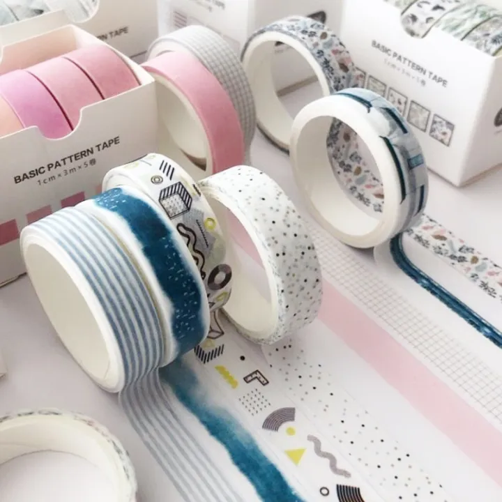 5%20pcs/pack%20Simple%20Basic%20Style%20Washi%20Tape%20Set%20Scrapbooking%20Sticker%20Masking%20Tape%20Supply%20-%20Image%203