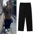 Summer Fashion Brand Hong Kong Style Pure Cotton Straight Overalls Men ins Hip-Hop Street Loose Wide Leg All-Matching Casual Trousers. 